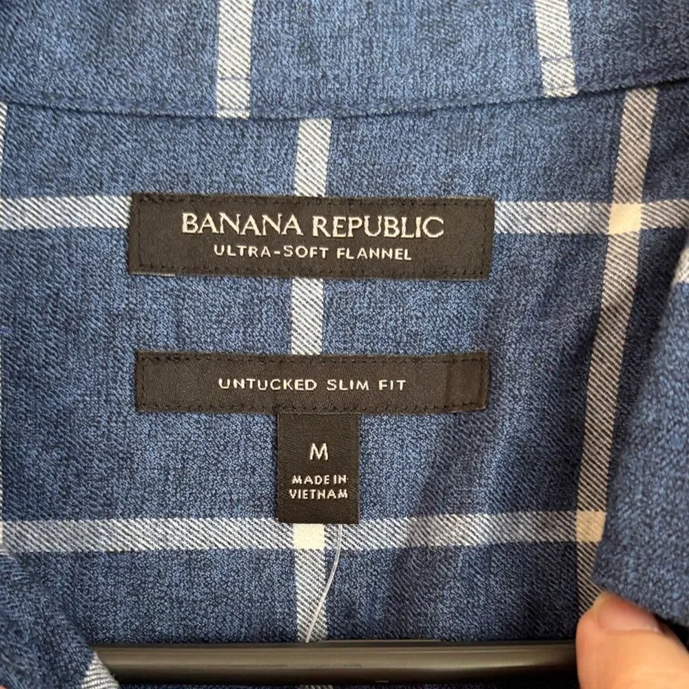 Banana Republic ultra soft flannel Plaid checkered Men's button down Shirt M NWT